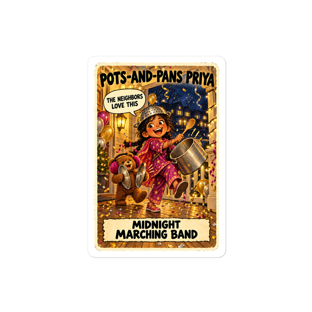 Pots-and-Pans Priya Sticker by Brain Rot Bunch, 4 inch size