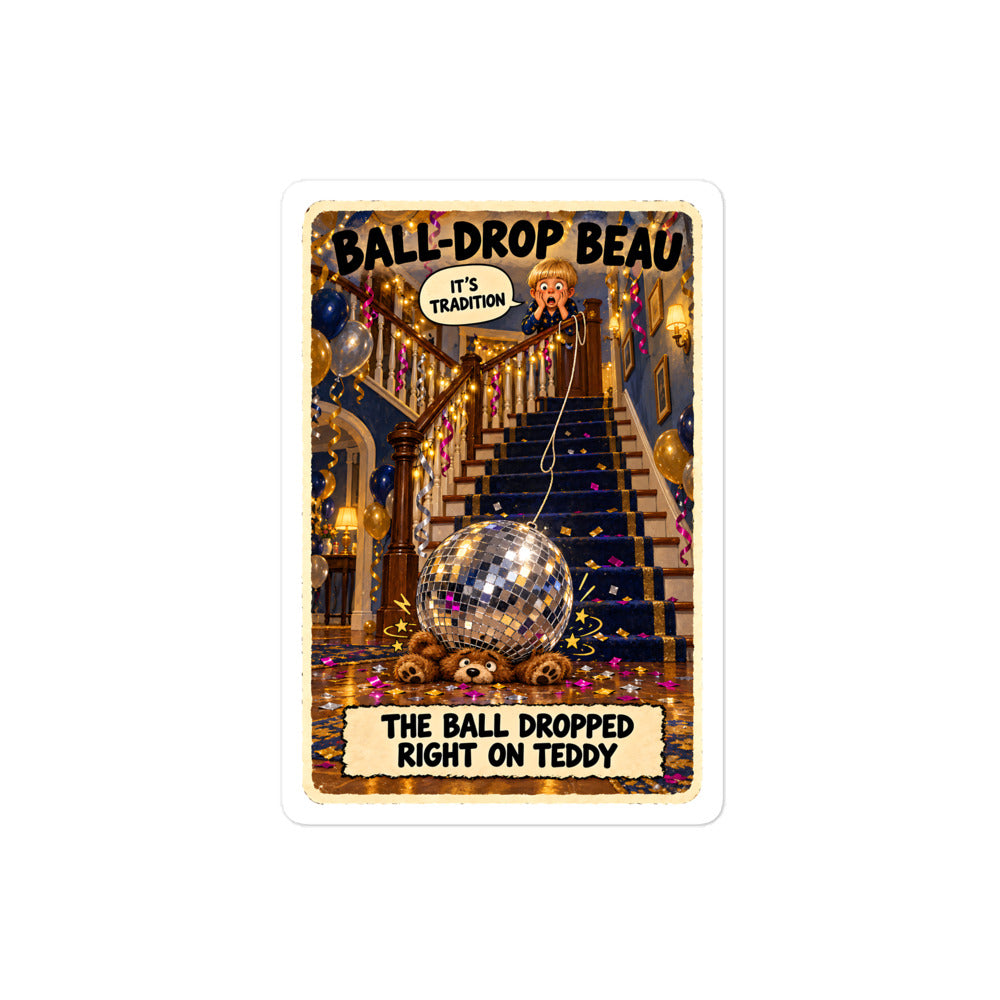 Ball-Drop Beau Sticker by Brain Rot Bunch, 4 inch size