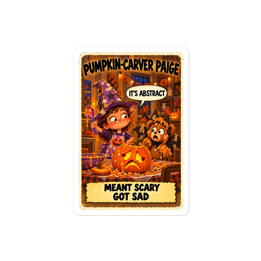 Pumpkin-Carver Paige Sticker by Brain Rot Bunch, 4 inch size