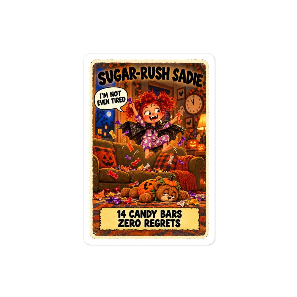 Sugar-Rush Sadie Sticker by Brain Rot Bunch, 4 inch size