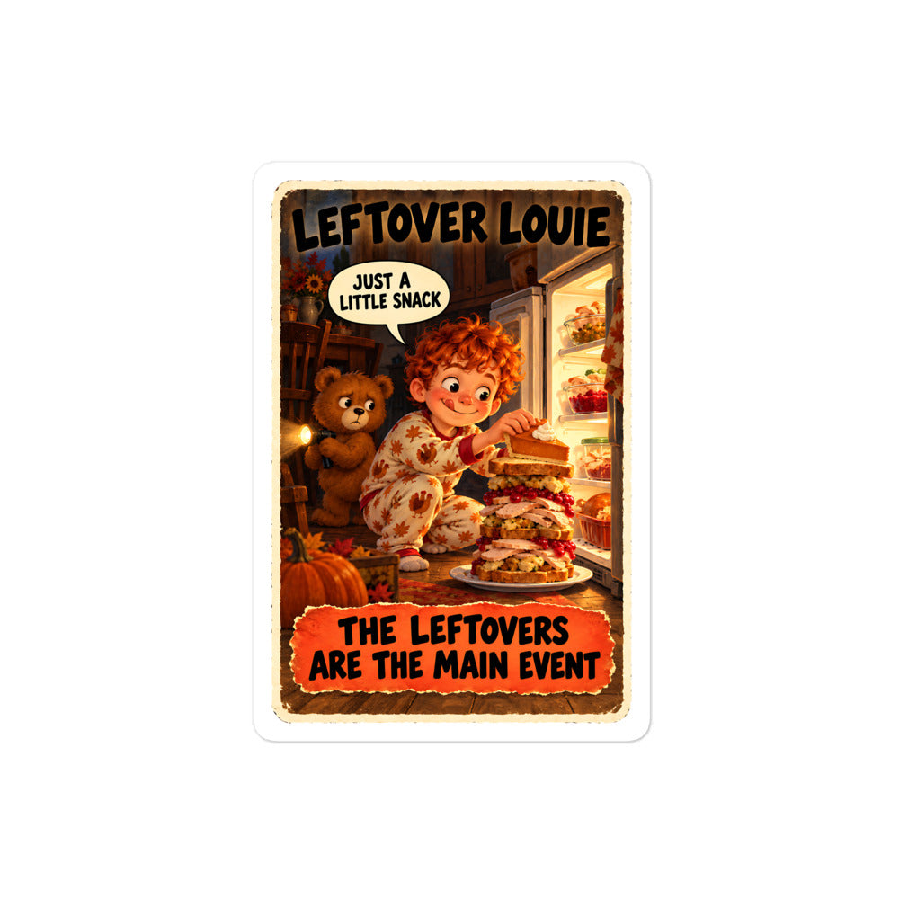 Leftover Louie Sticker by Brain Rot Bunch, 4 inch size