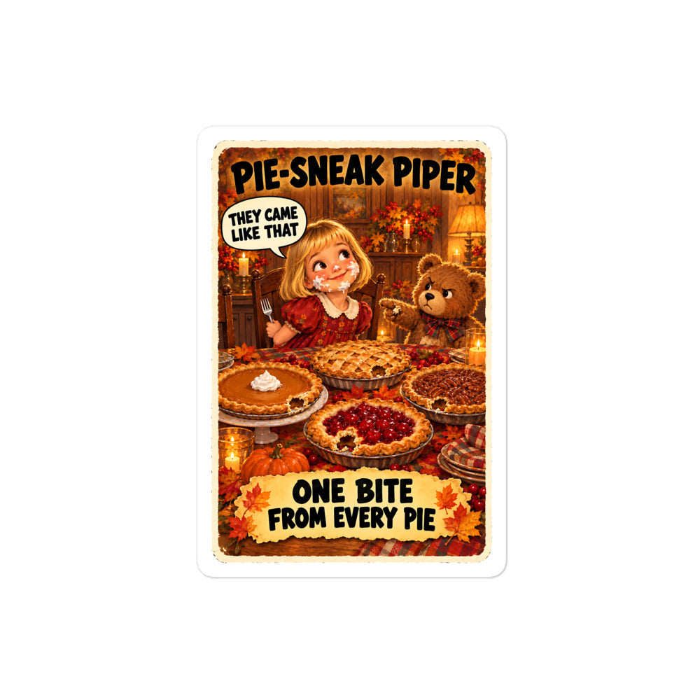 Pie-Sneak Piper Sticker by Brain Rot Bunch, 4 inch size