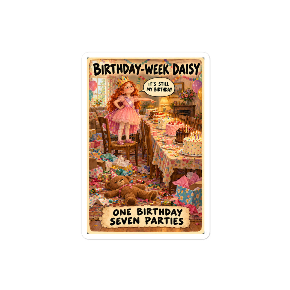 Birthday-Week Daisy Sticker by Brain Rot Bunch, 4 inch size