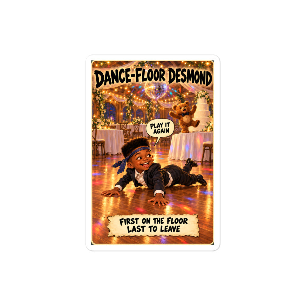 Dance-Floor Desmond Sticker by Brain Rot Bunch, 4 inch size