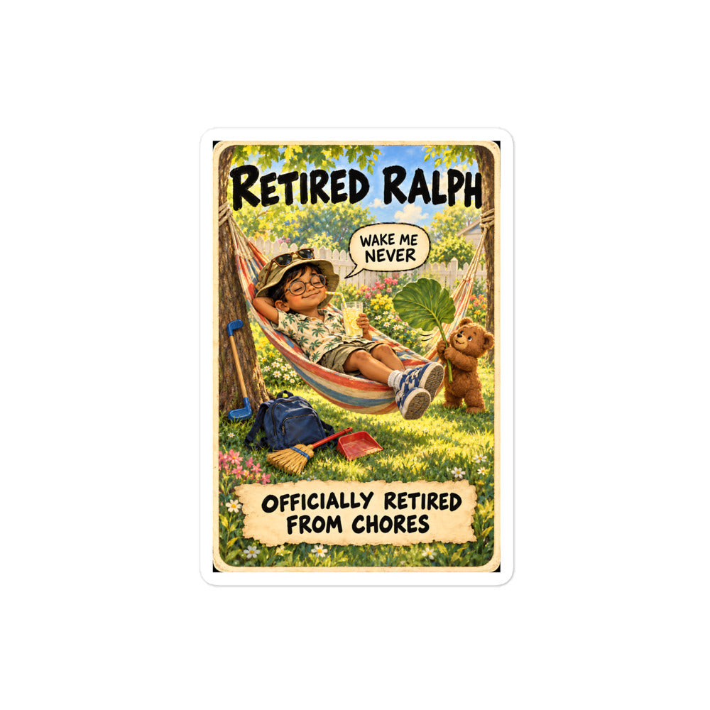 Retired Ralph Sticker by Brain Rot Bunch, 4 inch size