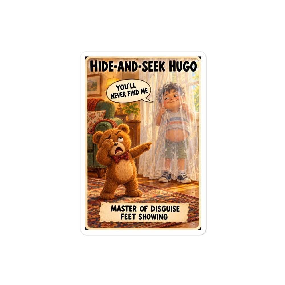 Hide-and-Seek Hugo Sticker by Brain Rot Bunch, 4 inch size
