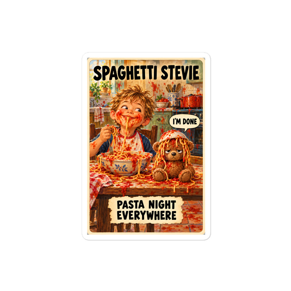 Spaghetti Stevie Sticker by Brain Rot Bunch, 4 inch size