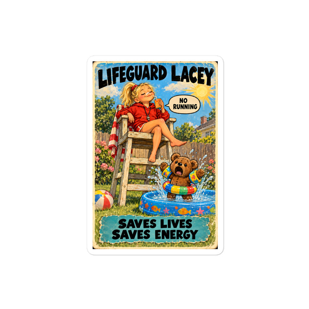 Lifeguard Lacey Sticker by Brain Rot Bunch, 4 inch size