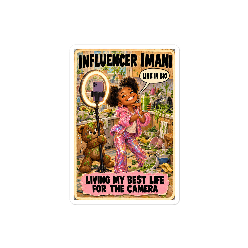 Influencer Imani Sticker by Brain Rot Bunch, 4 inch size