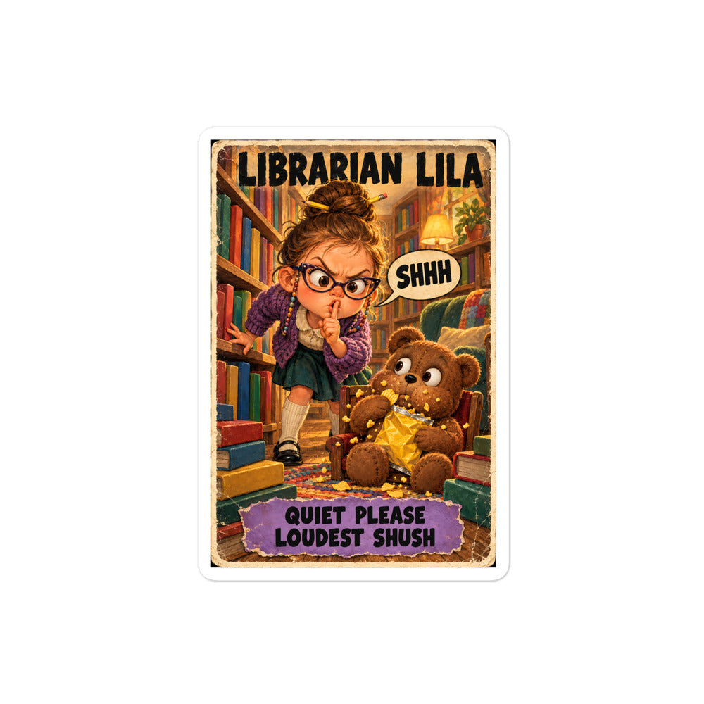 Librarian Lila Sticker by Brain Rot Bunch, 4 inch size