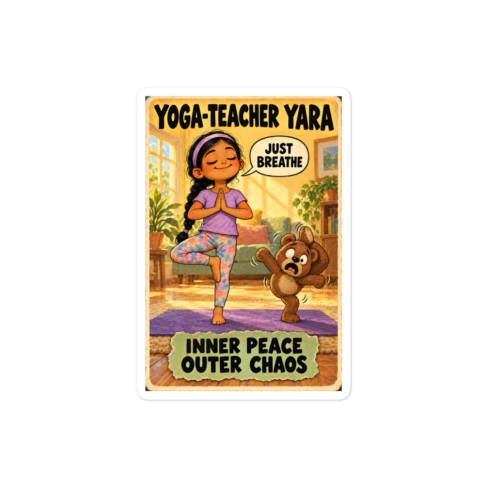 Yoga-Teacher Yara Sticker by Brain Rot Bunch, 4 inch size