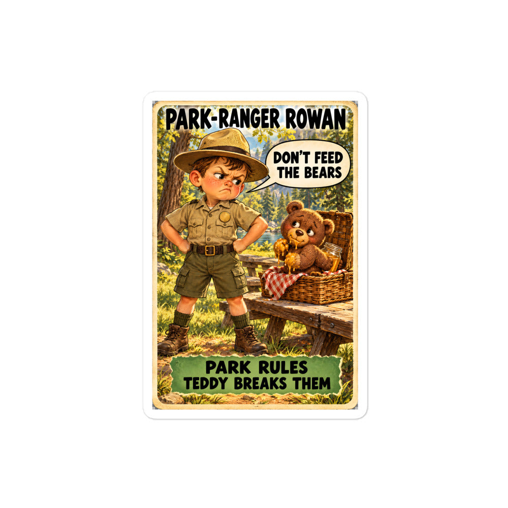 Park-Ranger Rowan Sticker by Brain Rot Bunch, 4 inch size