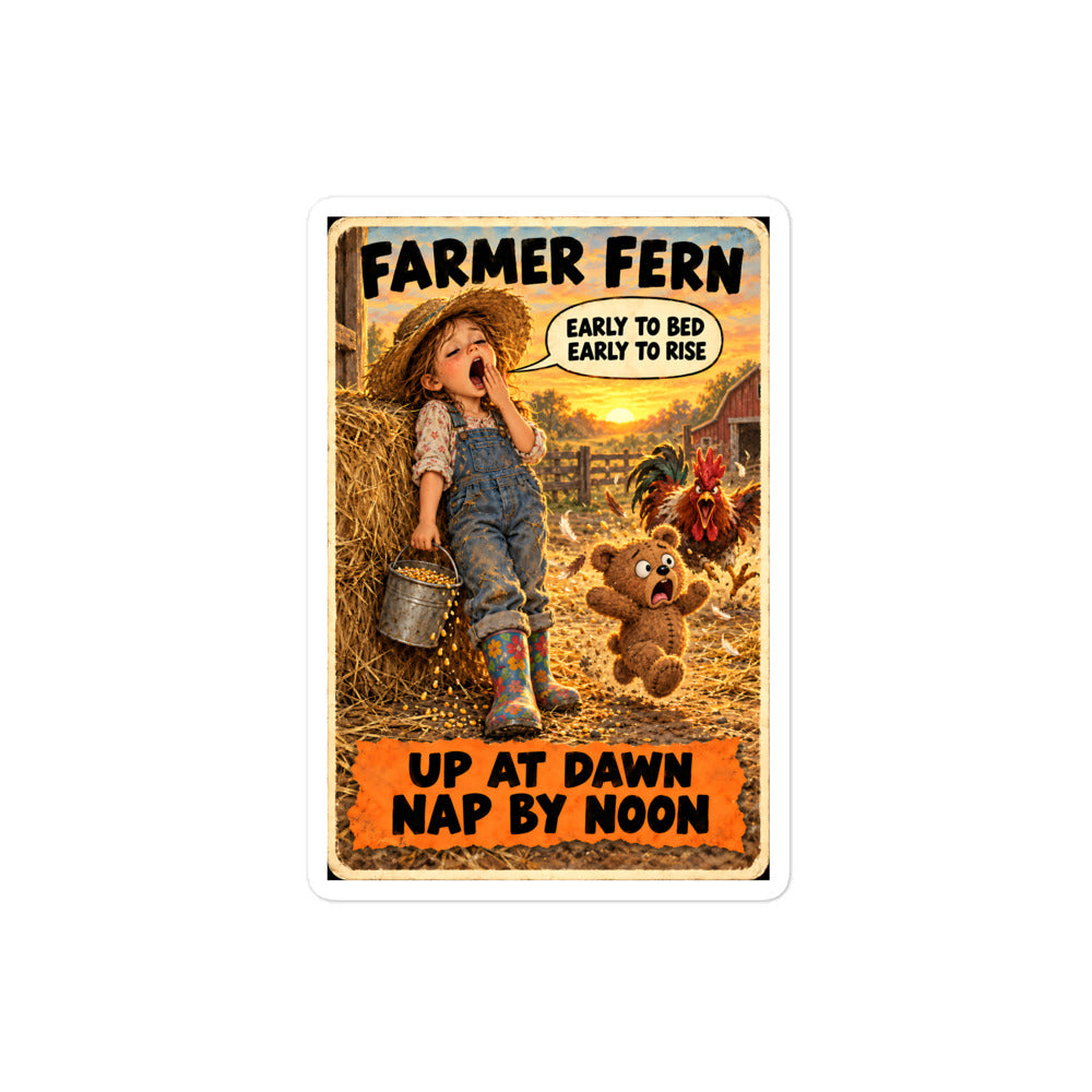 Farmer Fern Sticker by Brain Rot Bunch, 4 inch size