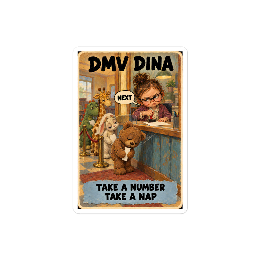 DMV Dina Sticker by Brain Rot Bunch, 4 inch size