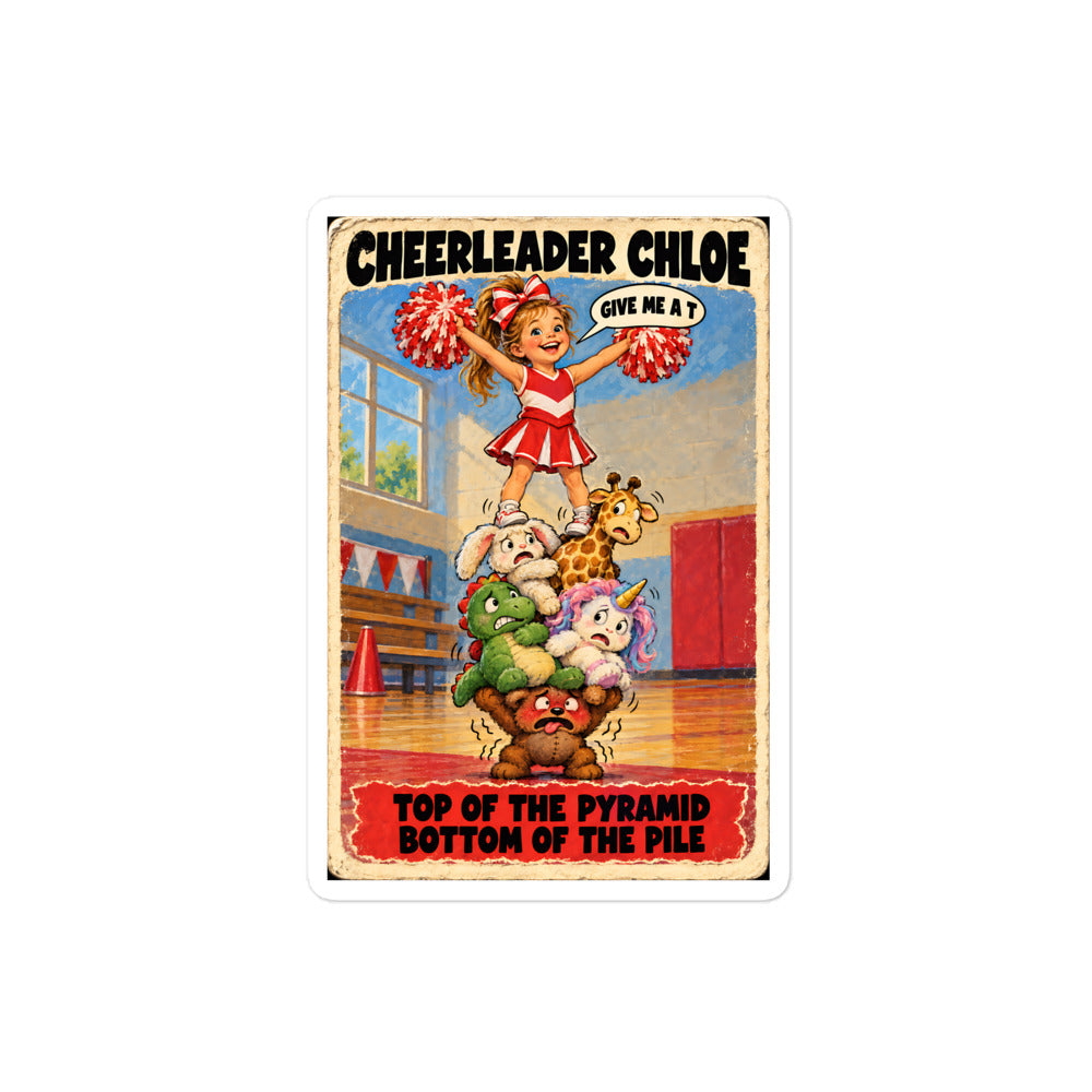 Cheerleader Chloe Sticker by Brain Rot Bunch, 4 inch size