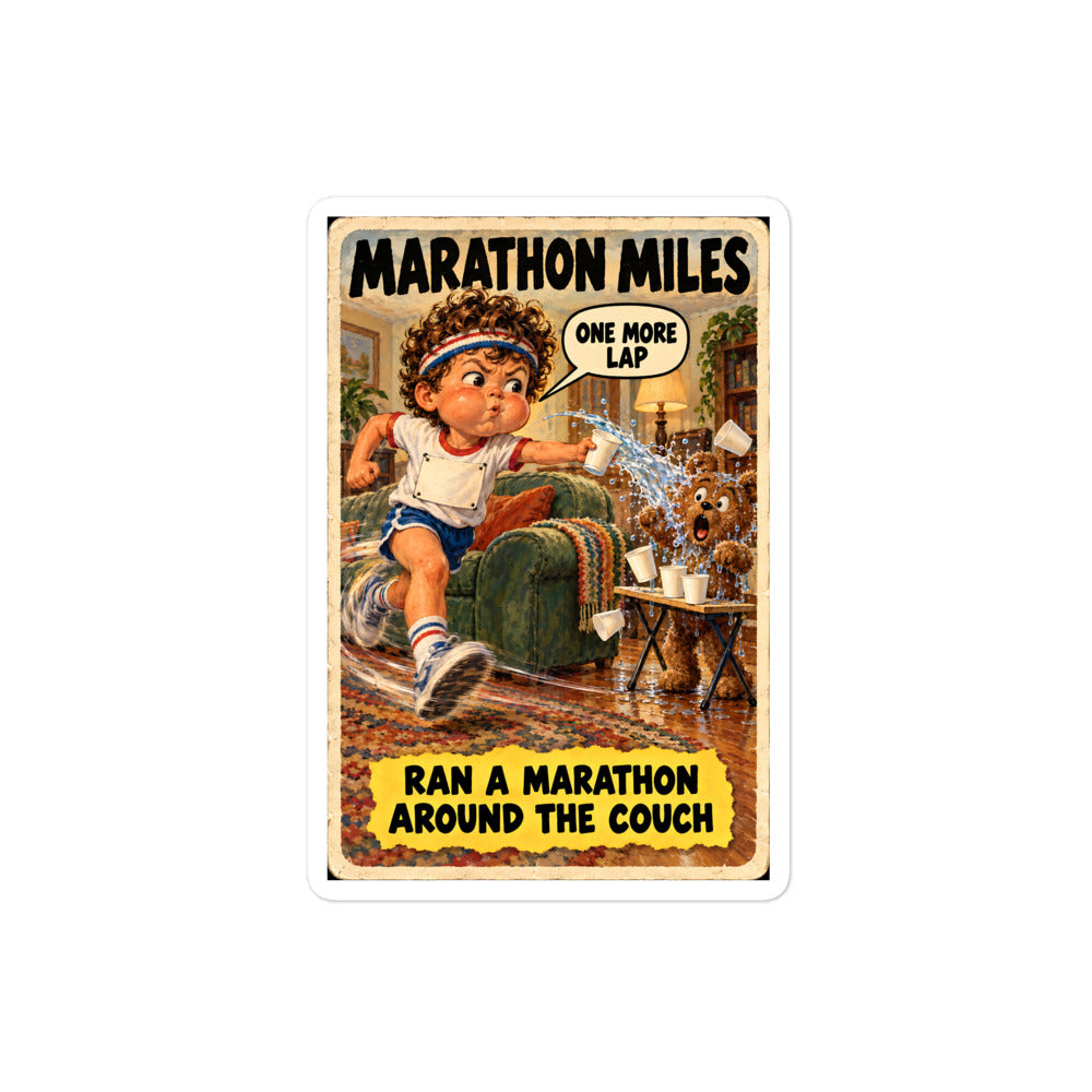 Marathon Miles Sticker by Brain Rot Bunch, 4 inch size