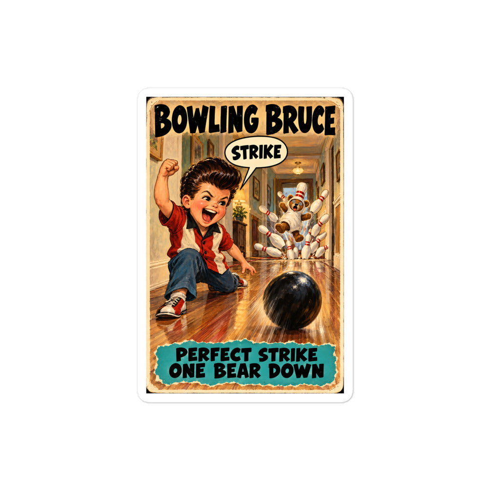 Bowling Bruce Sticker by Brain Rot Bunch, 4 inch size
