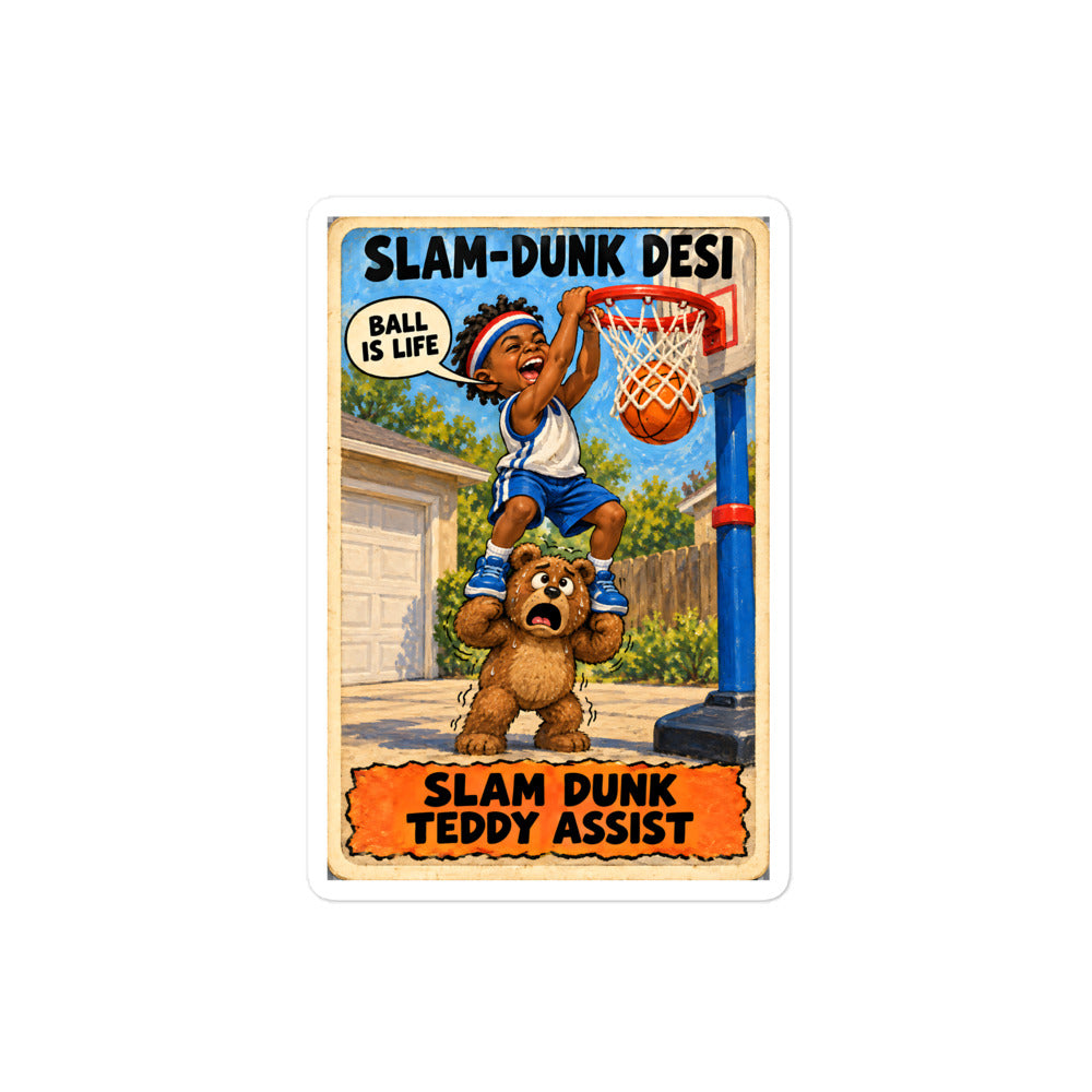 Slam-Dunk Desi Sticker by Brain Rot Bunch, 4 inch size