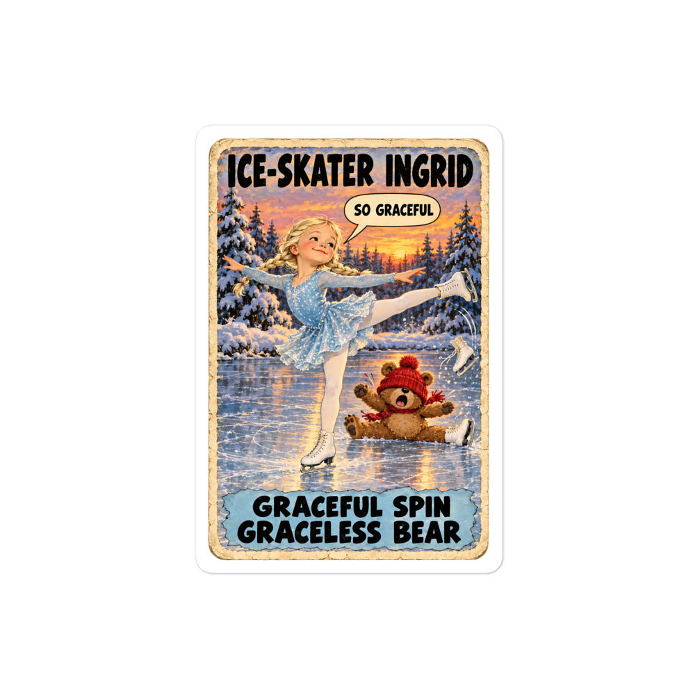Ice-Skater Ingrid Sticker by Brain Rot Bunch, 4 inch size