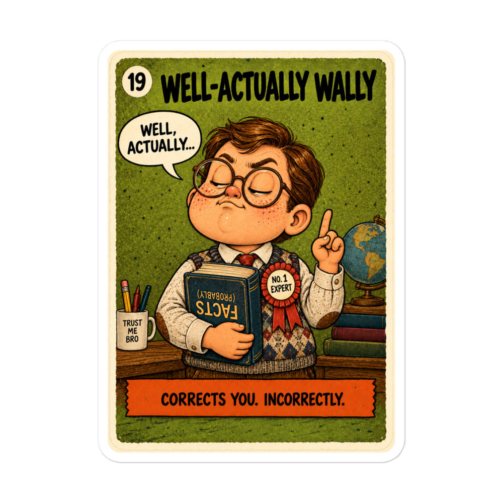 Well-Actually Wally Sticker by Brain Rot Bunch, product view