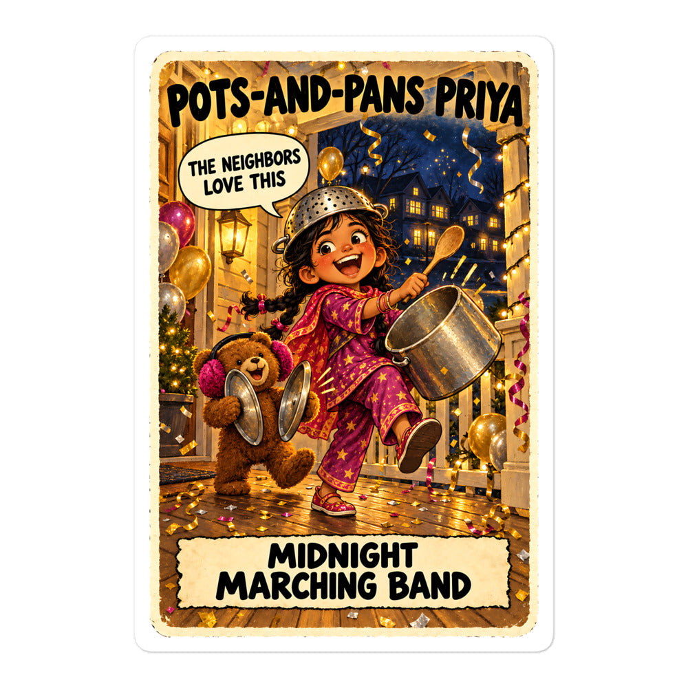 Pots-and-Pans Priya Sticker by Brain Rot Bunch, 5.5 inch size