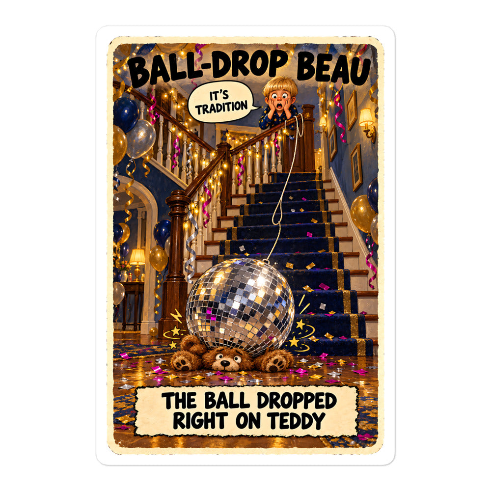 Ball-Drop Beau Sticker by Brain Rot Bunch, 5.5 inch size