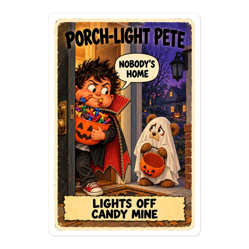Porch-Light Pete Sticker by Brain Rot Bunch, 5.5 inch size