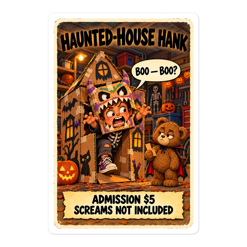 Haunted-House Hank Sticker by Brain Rot Bunch, 5.5 inch size