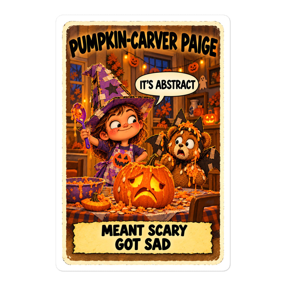 Pumpkin-Carver Paige Sticker by Brain Rot Bunch, 5.5 inch size