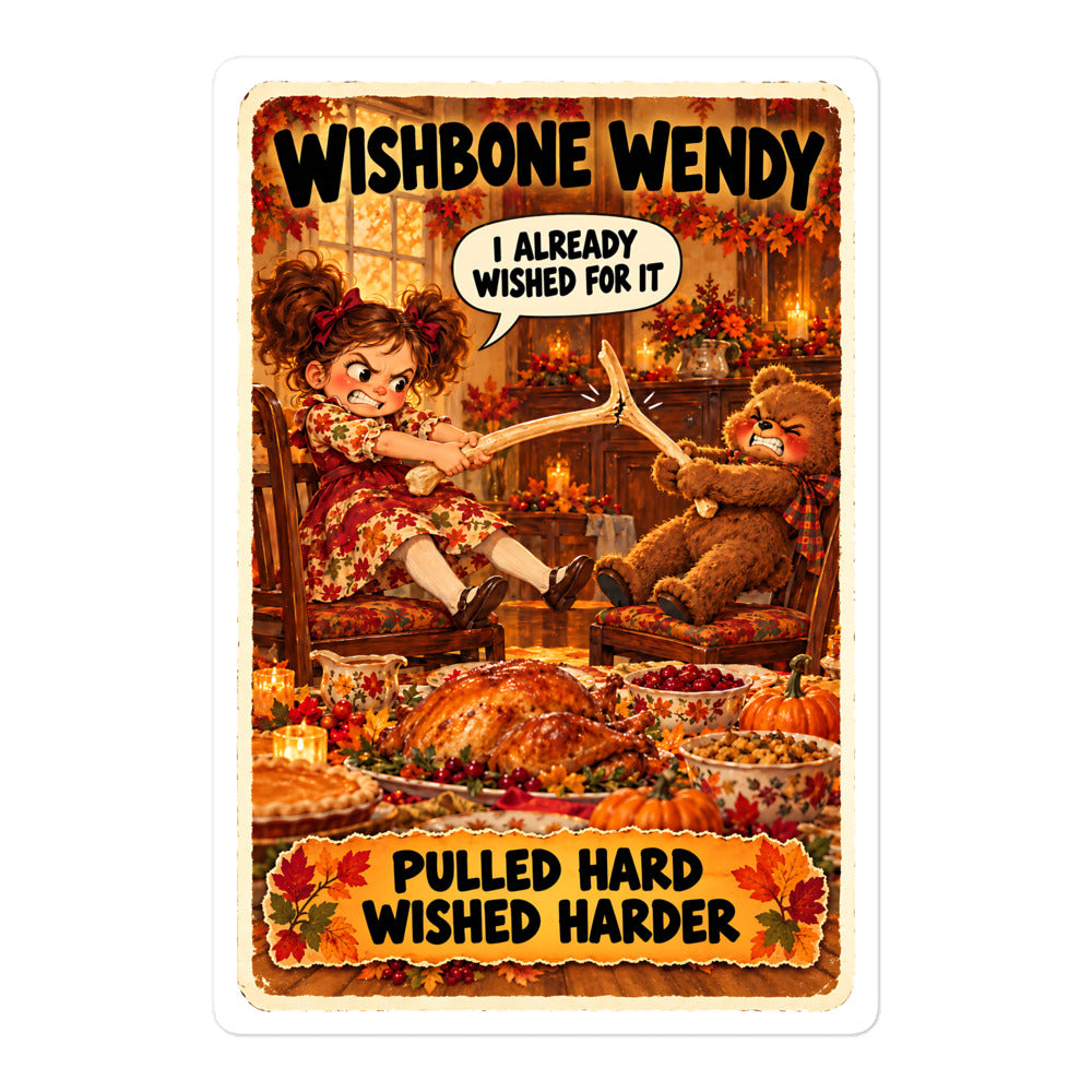 Wishbone Wendy Sticker by Brain Rot Bunch, 5.5 inch size
