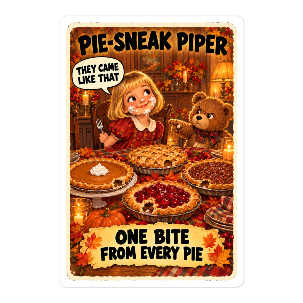 Pie-Sneak Piper Sticker by Brain Rot Bunch, 5.5 inch size