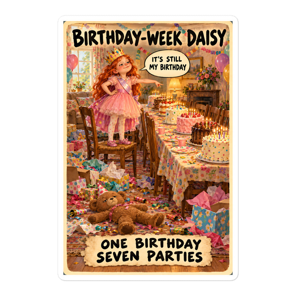 Birthday-Week Daisy Sticker by Brain Rot Bunch, 5.5 inch size