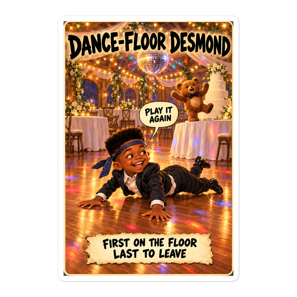 Dance-Floor Desmond Sticker by Brain Rot Bunch, 5.5 inch size