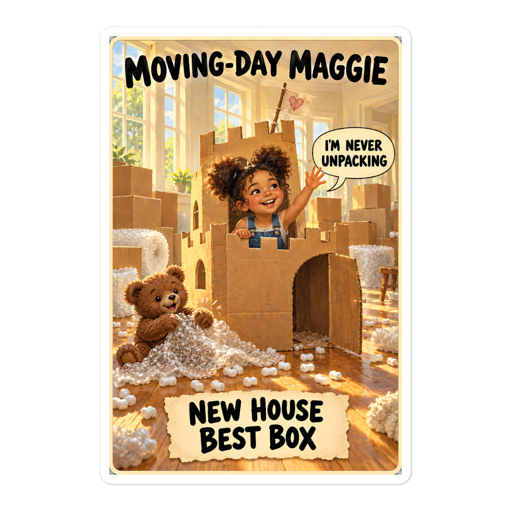 Moving-Day Maggie Sticker by Brain Rot Bunch, 5.5 inch size