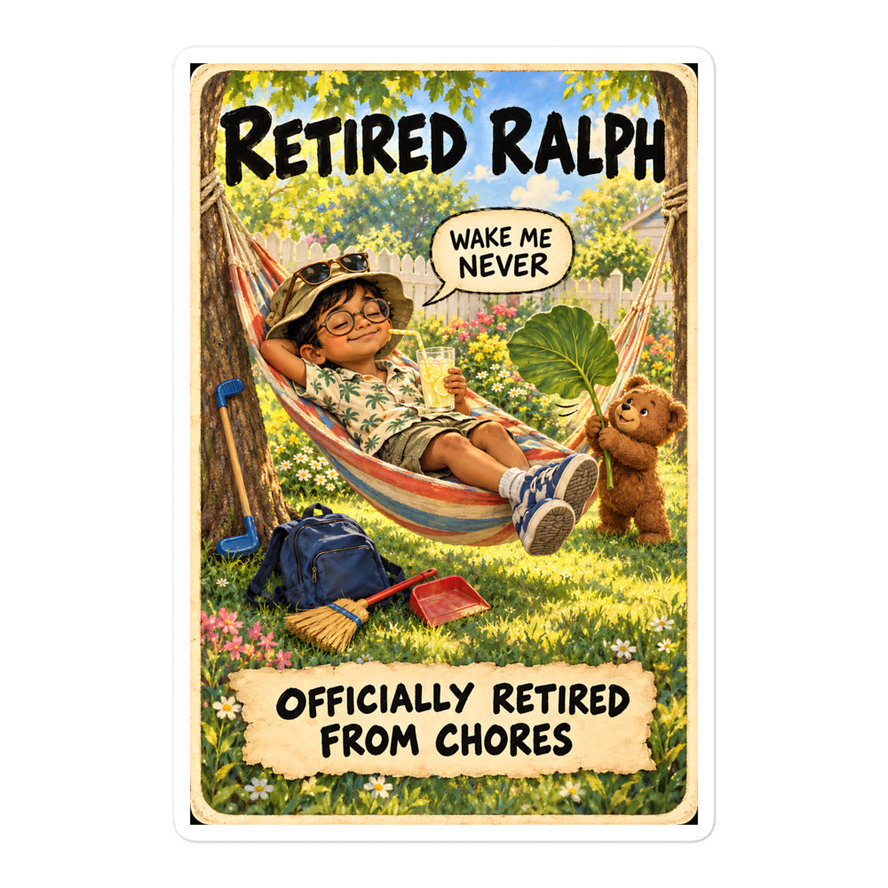 Retired Ralph Sticker by Brain Rot Bunch, 5.5 inch size