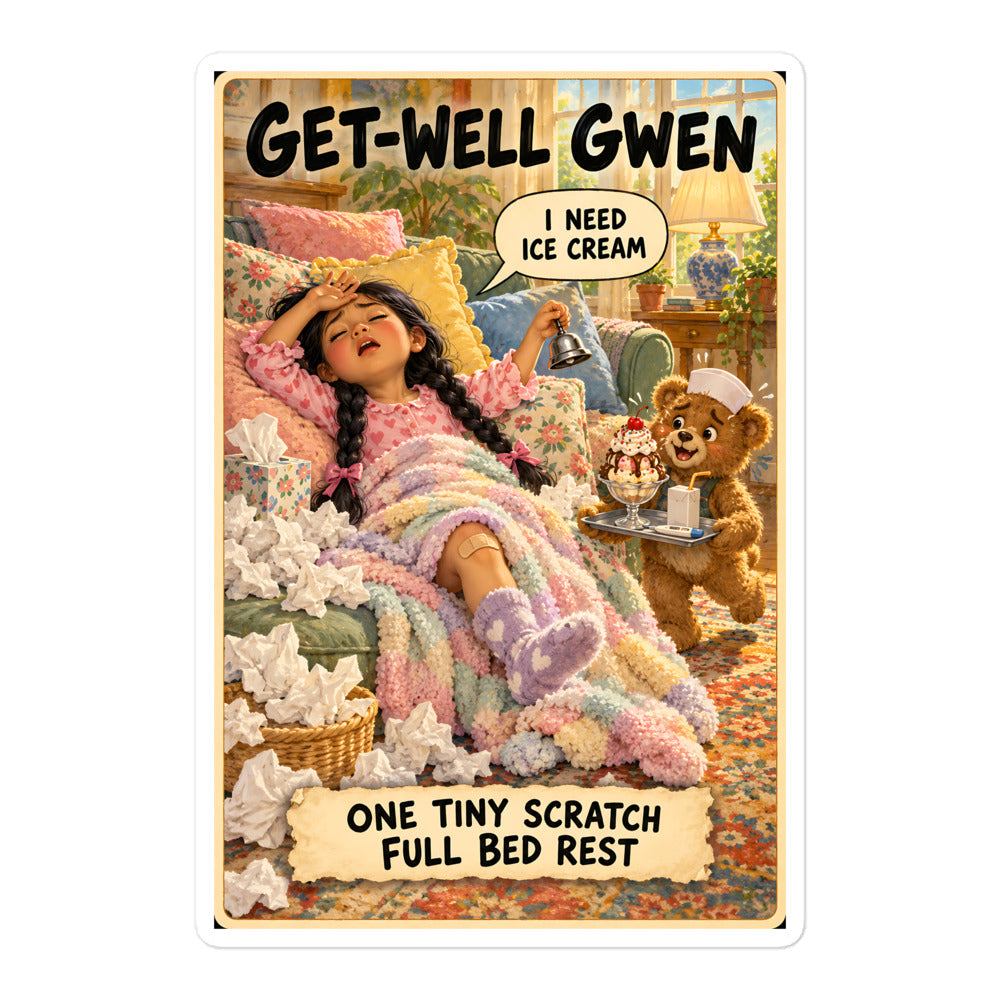 Get-Well Gwen Sticker by Brain Rot Bunch, 5.5 inch size