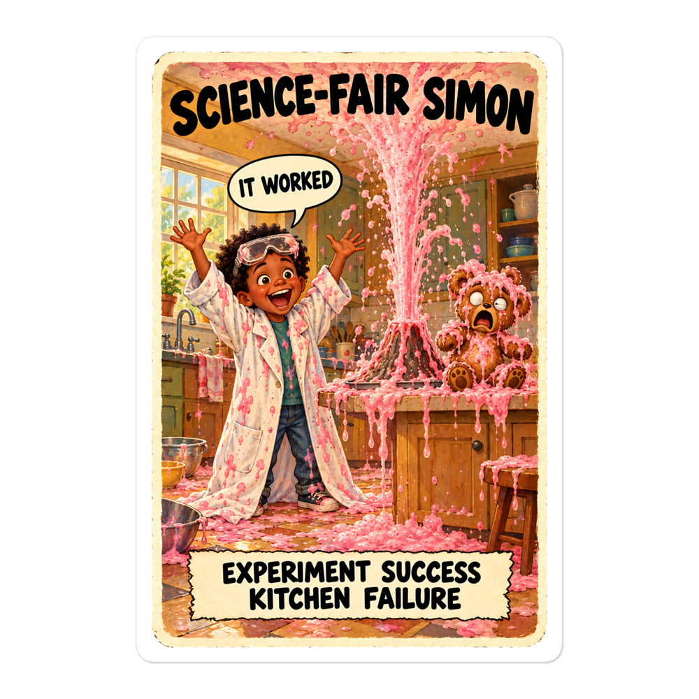 Science-Fair Simon Sticker by Brain Rot Bunch, 5.5 inch size