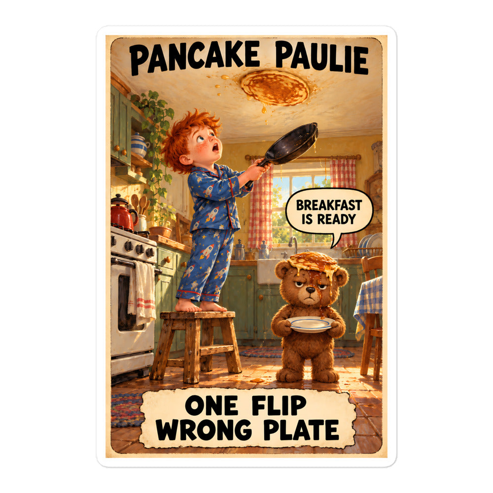 Pancake Paulie Sticker by Brain Rot Bunch, 5.5 inch size