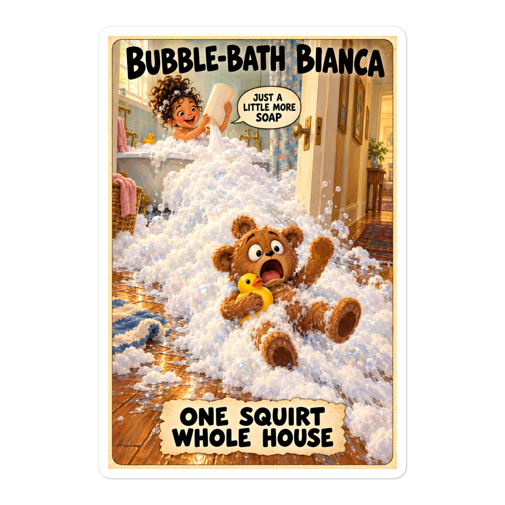 Bubble-Bath Bianca Sticker by Brain Rot Bunch, 5.5 inch size
