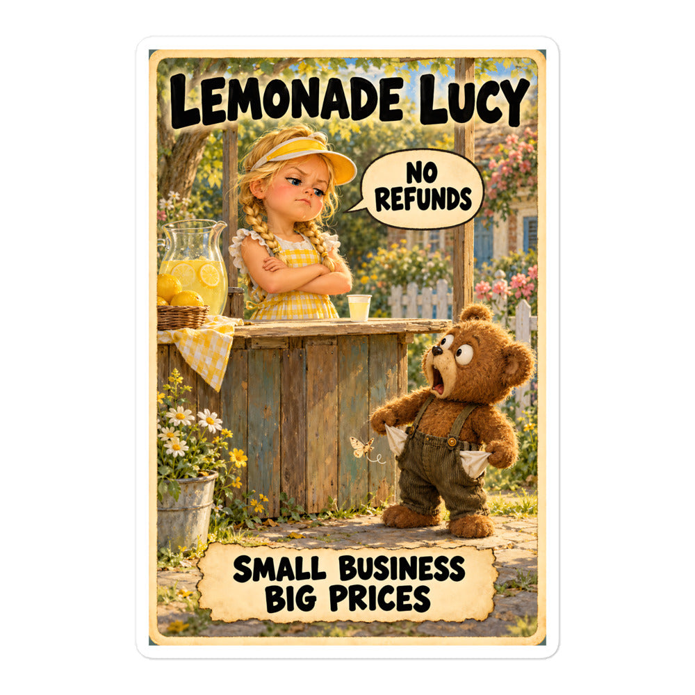 Lemonade Lucy Sticker by Brain Rot Bunch, 5.5 inch size