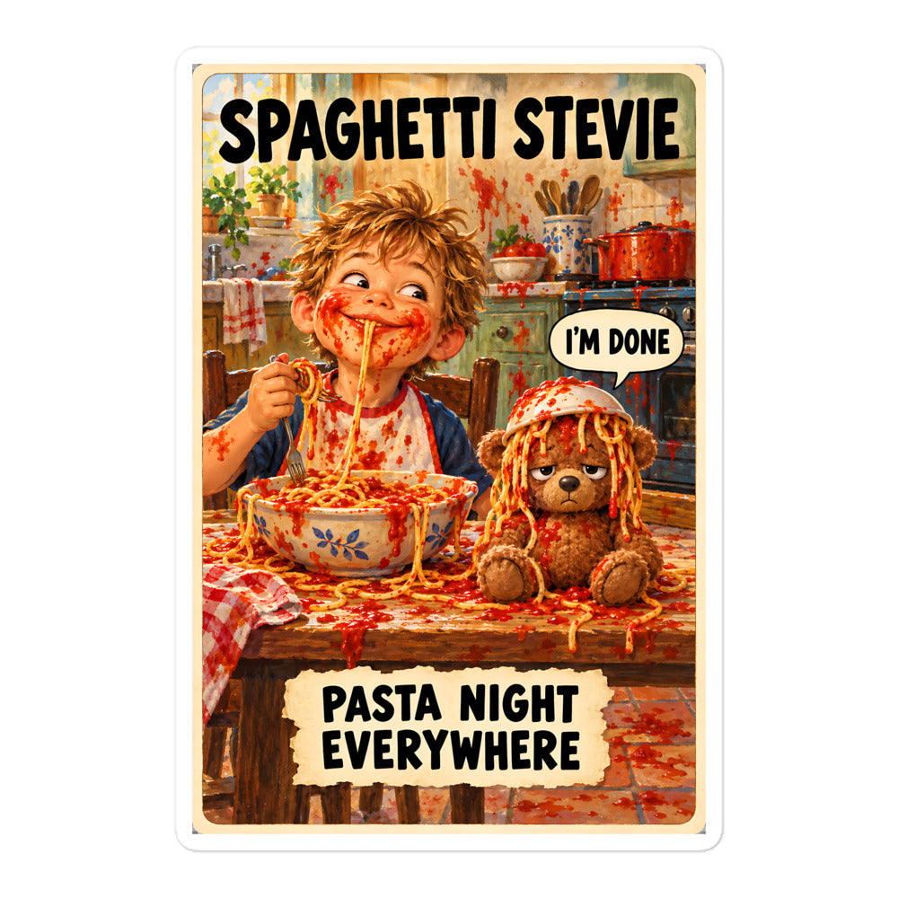 Spaghetti Stevie Sticker by Brain Rot Bunch, 5.5 inch size