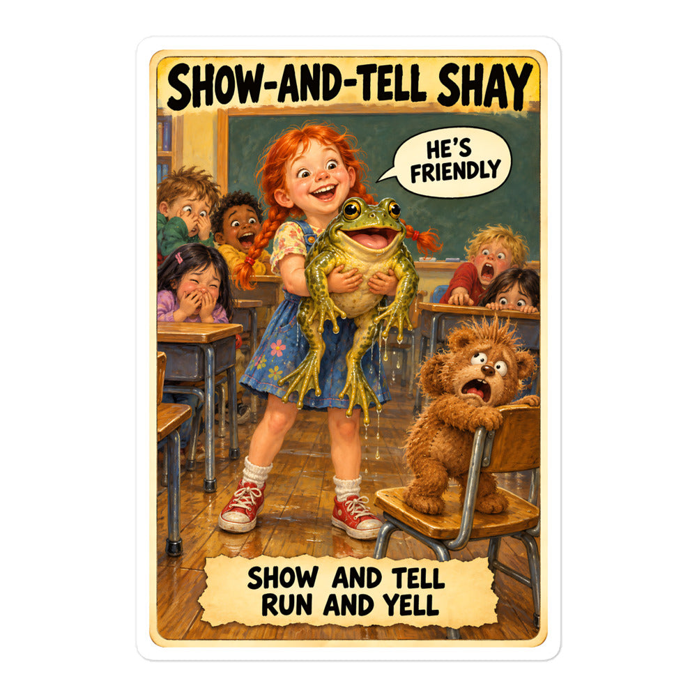 Show-and-Tell Shay Sticker by Brain Rot Bunch, 5.5 inch size