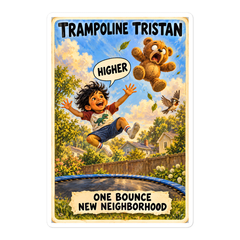 Trampoline Tristan Sticker by Brain Rot Bunch, 5.5 inch size