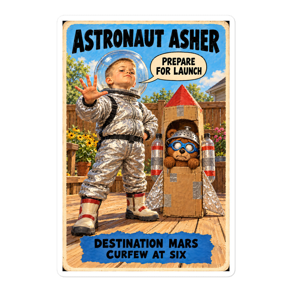 Astronaut Asher Sticker by Brain Rot Bunch, 5.5 inch size
