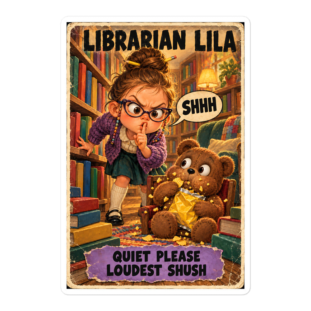 Librarian Lila Sticker by Brain Rot Bunch, 5.5 inch size