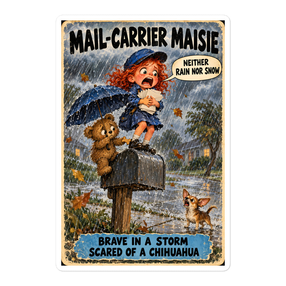 Mail-Carrier Maisie Sticker by Brain Rot Bunch, 5.5 inch size