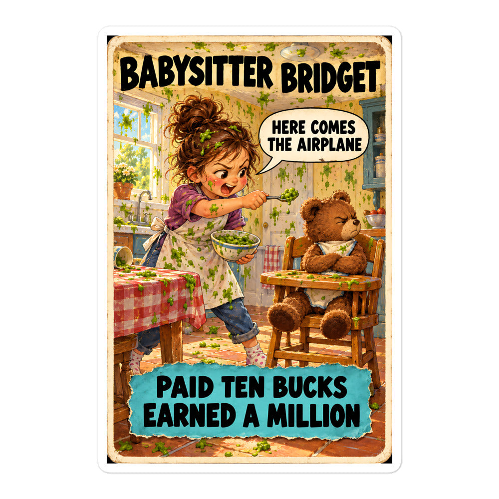 Babysitter Bridget Sticker by Brain Rot Bunch, 5.5 inch size