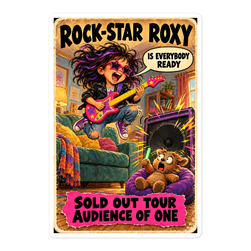Rock-Star Roxy Sticker by Brain Rot Bunch, 5.5 inch size