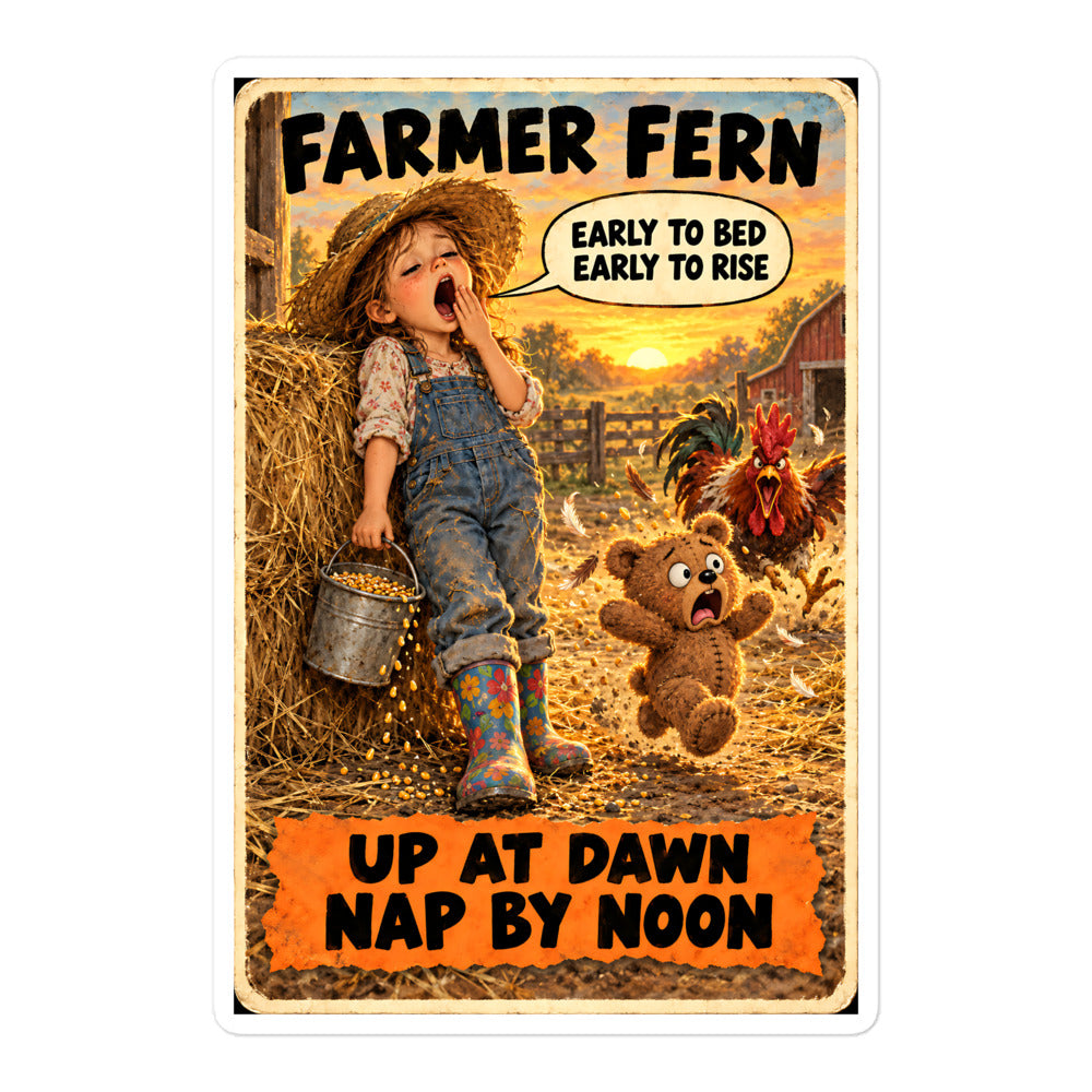 Farmer Fern Sticker by Brain Rot Bunch, 5.5 inch size
