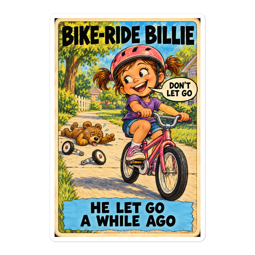 Bike-Ride Billie Sticker by Brain Rot Bunch, 5.5 inch size
